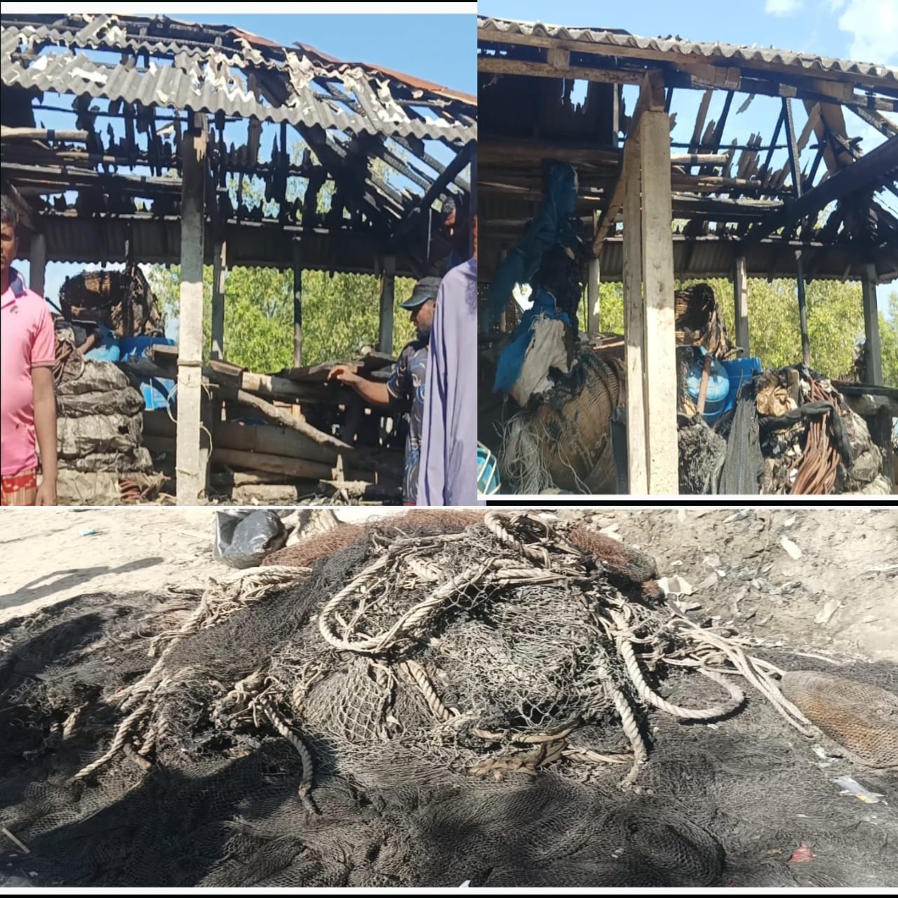 শ্যামনগরে জেলে বাওয়ালীর গোডাউনে রহস্যজনক আগুন, ক্ষতি ১০ লাখ টাকার বেশি